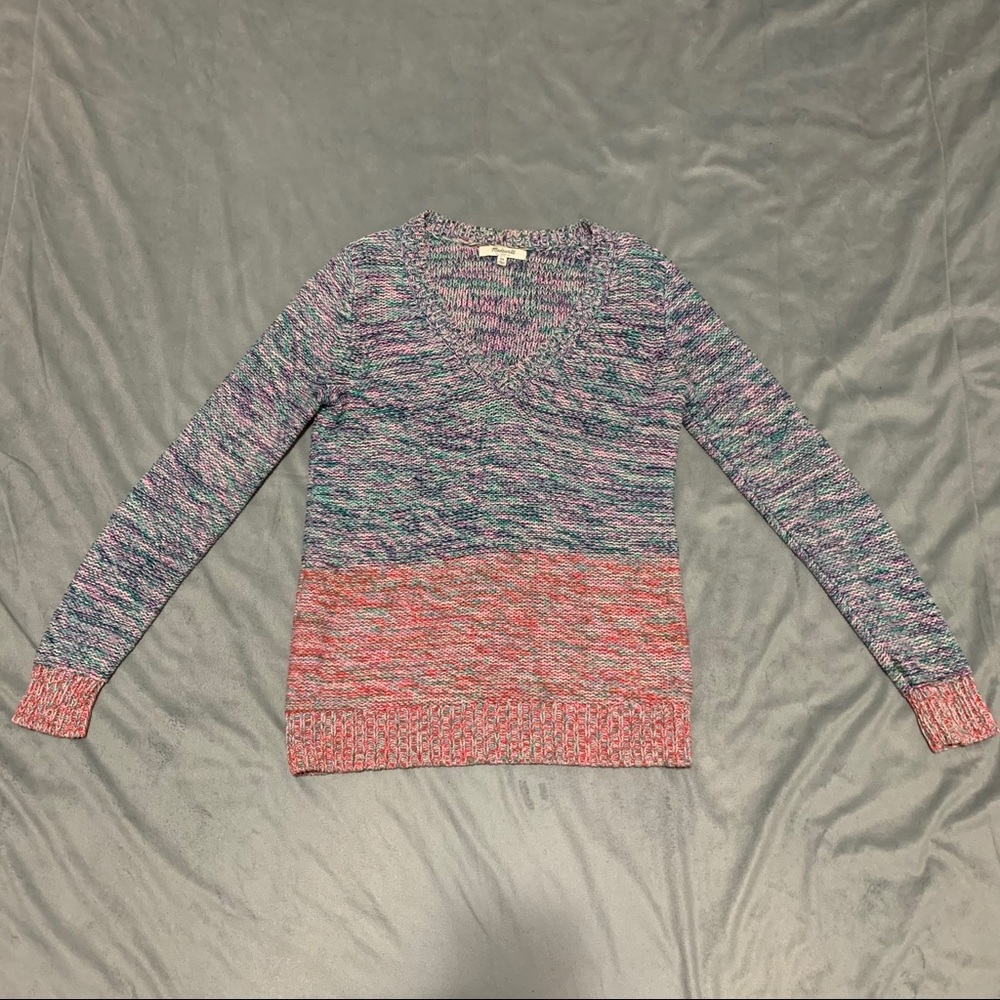 Madewell Pink Blue Marled Knit Sweater EUC Size XS